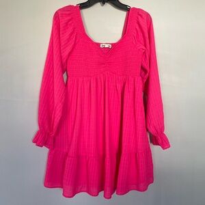Vibrant Pink Smocked Mini Dress